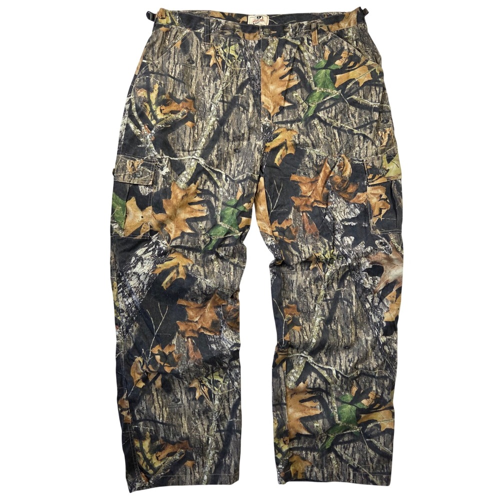 Vtg Mossy Oak Apparel Mens XL Break Up Camo Cargo Pants Adjustable Waist Hunting